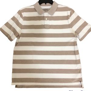 L.L.Bean Slightly Fitted Polo Shirt Tan Cream